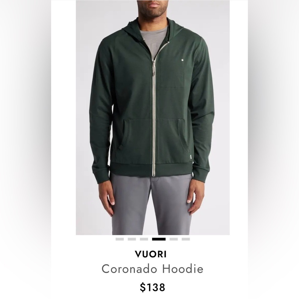 Vuori Men’s Coronado Zip hoodie - large, green